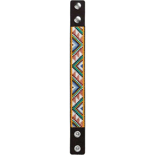 Wonderland Crafts Yellow & White Artificial Leather Cross Stitch Bracelet Kit